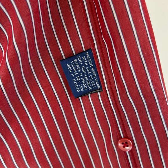 VTG Faconnable Red Striped Button Down Shirt - Picture 9 of 10